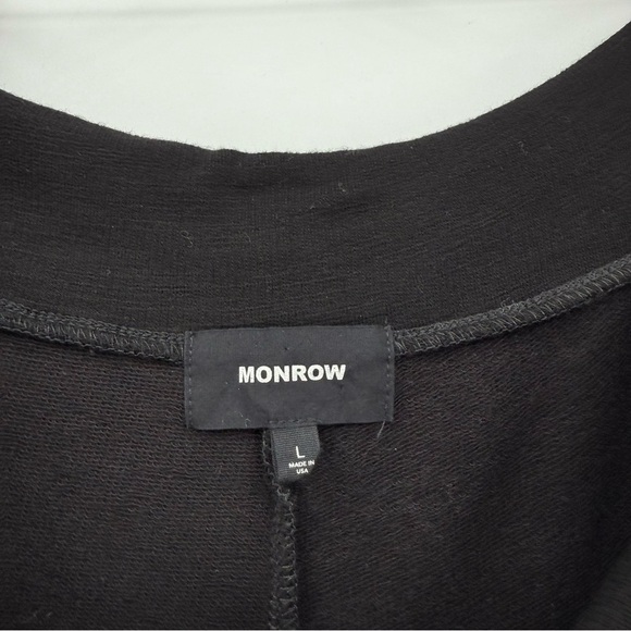 Monrow NEW Gem Embellished Supersoft Vintage Sweats Sweatshirt Pant Set Black L - Picture 4 of 10